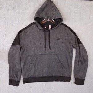 Adidas Hoodie Women's Large Black Gray Team Issue Pullover CF0075 Long Sleeve